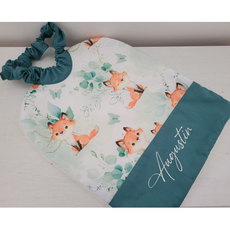 Grande serviette élastiquée petits renards pour maternelle, tissus au choix