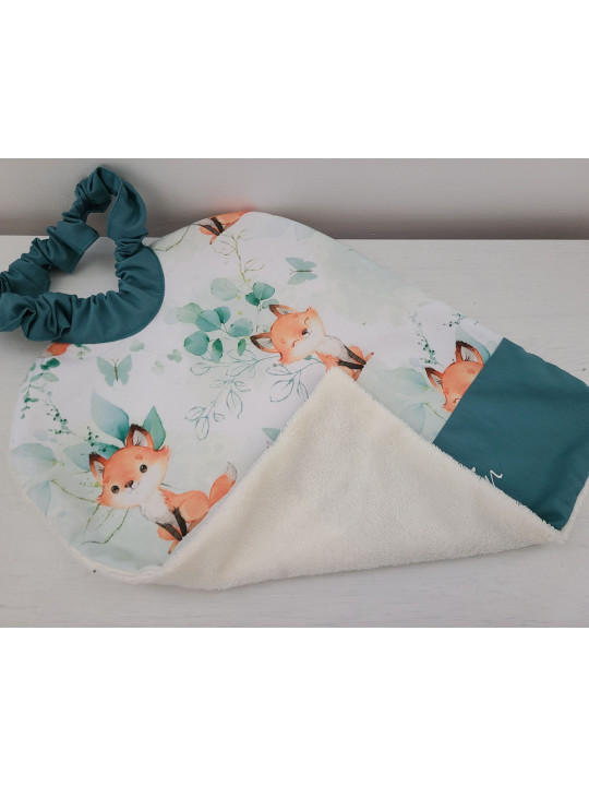 Grande serviette élastiquée petits renards pour maternelle, tissus au choix