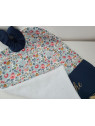 Grande serviette élastiquée liberty Betsy porcelaine pour maternelle ou tissus au choix