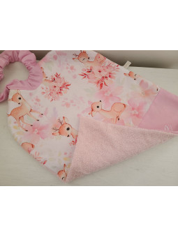 Grande serviette élastiquée petites biches adorables pour maternelle, tissus au choix