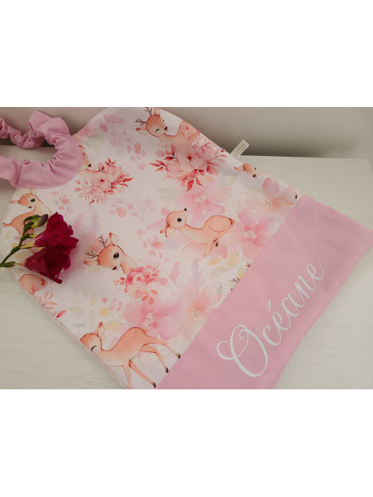 Grande serviette élastiquée petites biches adorables pour maternelle, tissus au choix