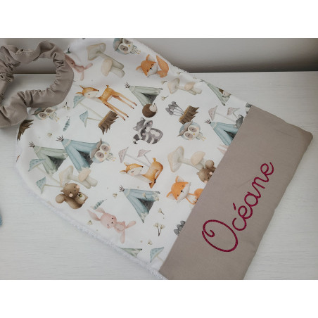 Grande serviette élastiquée et personnalisée pour maternelle en coton animaux