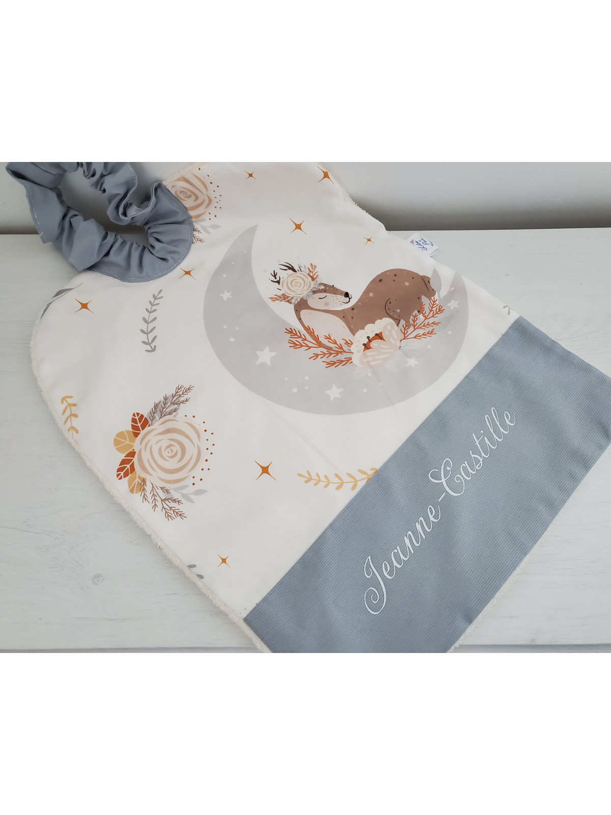 Grande serviette élastiquée et personnalisée pour maternelle, coton forêt et éponge