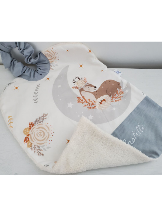 Grande serviette élastiquée et personnalisée pour maternelle, coton forêt et éponge