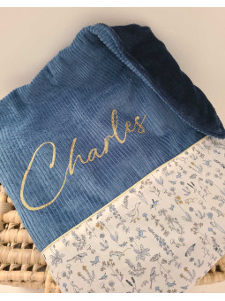 Grande couverture personnalisée liberty / velours et minkee 80x100