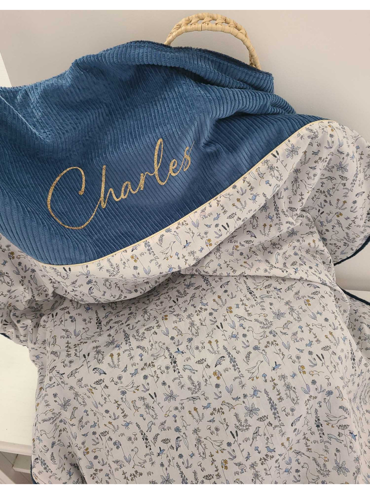 Grande couverture personnalisée liberty / velours et minkee 80x100