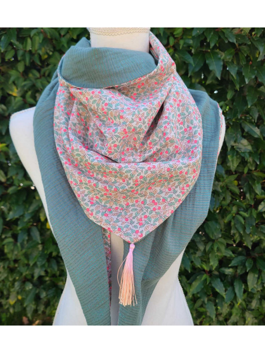 Chèche liberty colleen fluo et double gaze