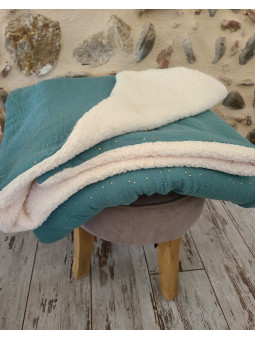 Grande couverture cocooning double gaze couleur au choix / moumoute