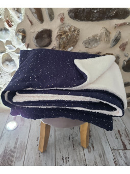 Grande couverture cocooning double gaze couleur au choix / moumoute