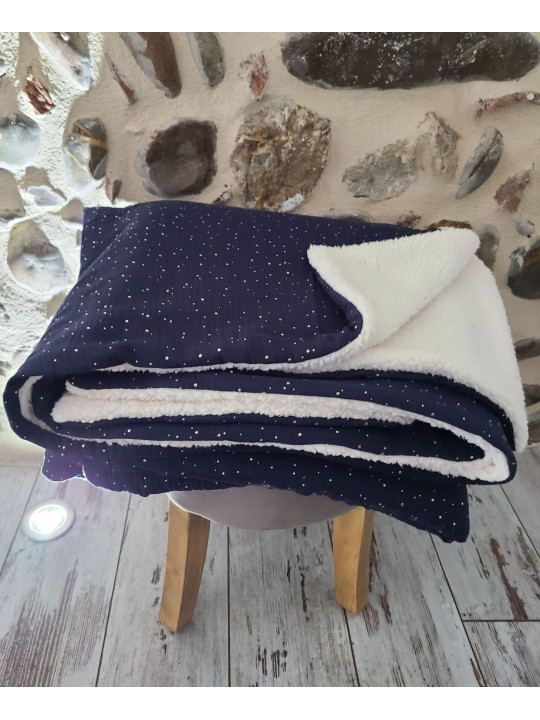 Grande couverture cocooning double gaze couleur au choix / moumoute