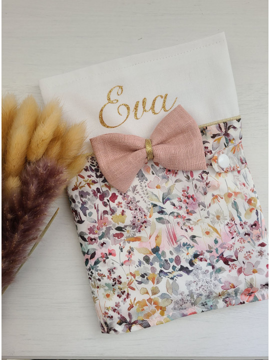 Protège carnet de santé liberty Felda et double gaze personnalisable avec prénom