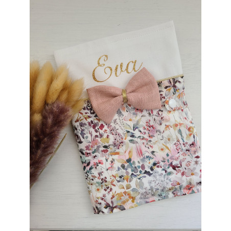 Protège carnet de santé liberty Felda et double gaze personnalisable avec prénom