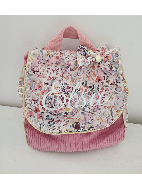 Sac à dos pour entrée en maternelle / crèche personnalisé, liberty Felda et velours