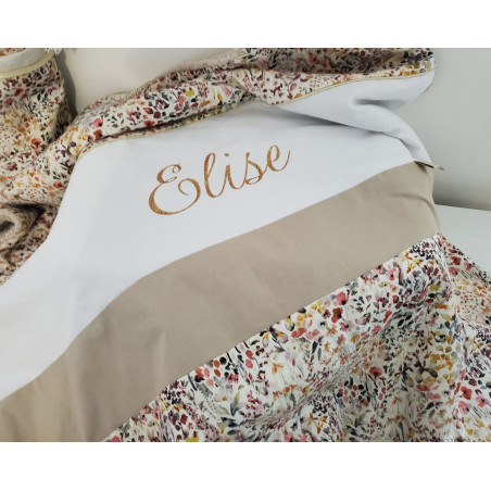 Couverture doublée moumoute liberty Felda, blanc et beige