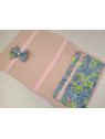 Pochette range barrettes et chouchous personnalisable en liberty Poppy and Daisy fluo et velours