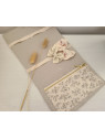 Pochette range barrettes et chouchous en coton fleuri beige personnalisable
